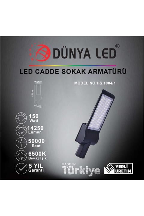 DÜNYA LED Hs.1004/1 Cadde 150w Led Cadde Sokak Arm.ü 6500k Beyaz Işık