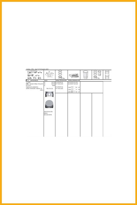 AAVDAN Pıston+segman Z16xep Twınport 1.6 16v Astra H Astra G Vectra C 79.50mm 050 (1.2x1.2x2.0)