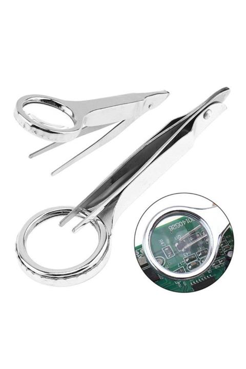 Profisher Cımbız Büyüteç 10x 25mm Paslanmaz Çelik Katlanır Onarım Tamirat