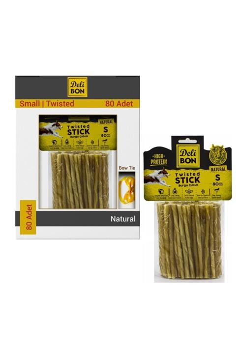 Delibon Doğal Deri Burgu Natural Çubuk S Boy Köpek Kemiği 80 Adet