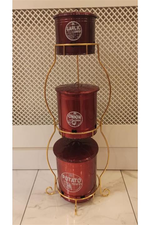 Zarif Home Gold Telli Özel Sedef Boyalı Patates Sogan Sarımsak Kabı