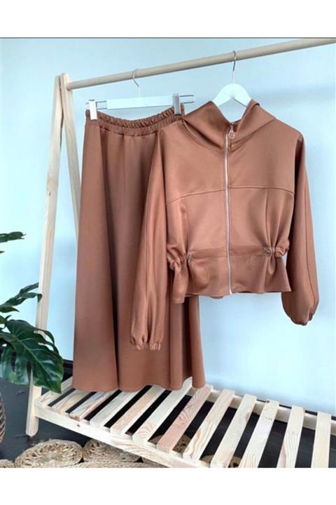 ENSA TESETTUR Kadın Tesettur Kapüşonlu Etekli Takım