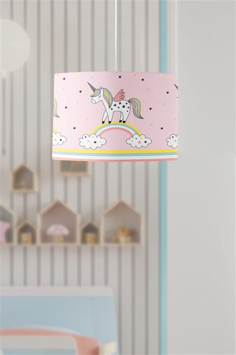 milroma Milbay Pembe Zeminde Renkli Unicorn Çocuk Odası Sarkıt Modeli