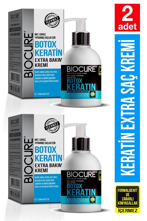 Biocure Botoks Keratin Extra Saç Bakım Kremi Hair Botox / Onarıcı, Yapılandırıcı, Dolgunlaştırıcı 2 Adet
