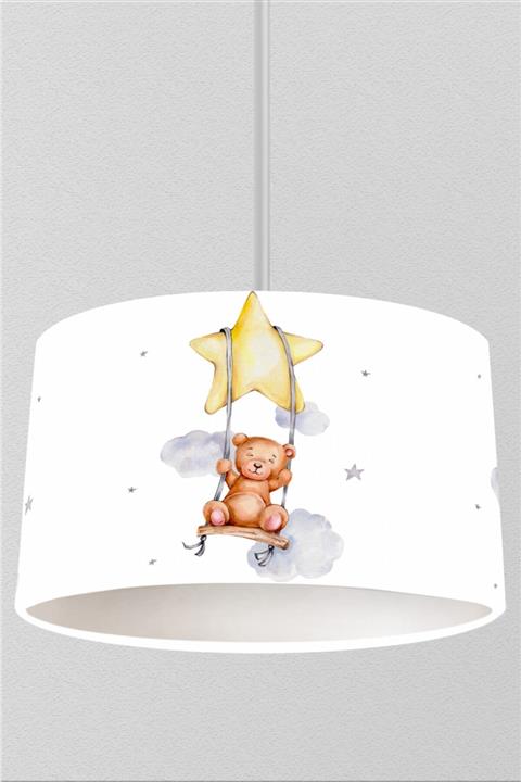 JUNİOR HOME CONCEPT Yıldız Ve Salıncaklı Sevimli Ayıcık Cocuk Odası Sarkıt Avize