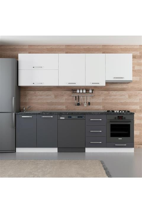 Minar 255 cm Mutfak Dolabı Beyaz Antrasit 255-a16