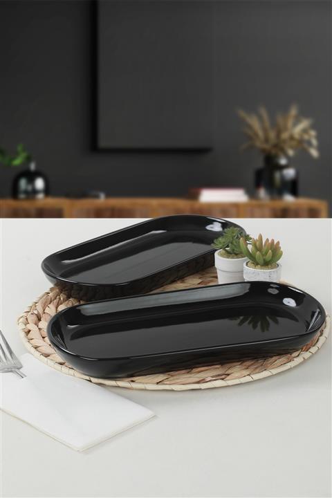 Keramika Siyah Noyan Kayık Tabak 28 cm 2 Adet