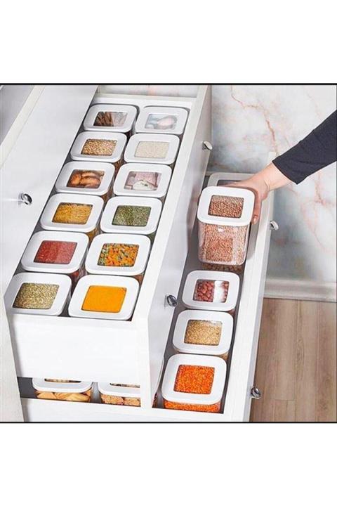 Özc Kitchens Vakum Kapaklı 6'lı Erzak Saklama Kabı Seti(1200 ml*6)