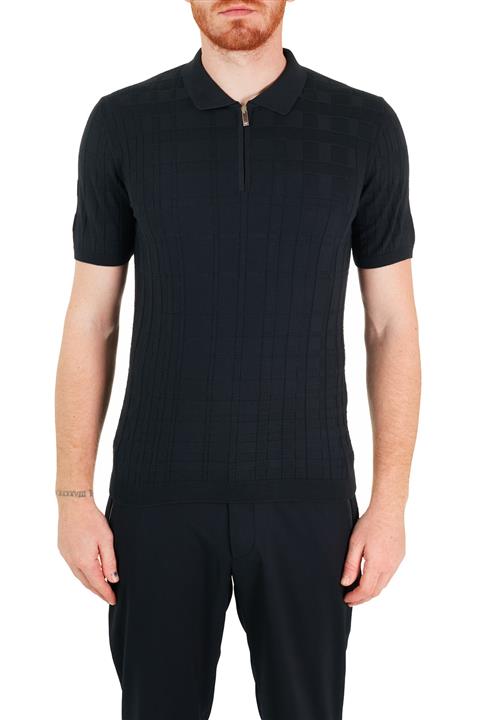 Emporio Armani Erkek Lacivert Pamuk Fermuarlı Polo T Shirt
