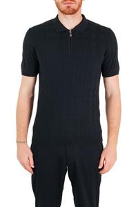 Emporio Armani Erkek Lacivert Pamuk Fermuarlı Polo T Shirt