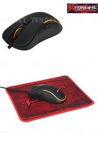 TEKNETSTORE Xtrike-me Gmp-290 7x Makrolu 3600 Dpı Işıklı Oyuncu Mouse + Gaming Mouse Pad 2 In 1 Gamer Set