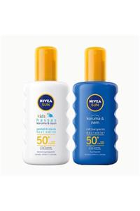 Nivea Nemlendirici Güneş Spreyi Gkf 50+ 200 ml + Hassas Koruma&oyun Çocuk Güneş Spreyi Gkf 50+