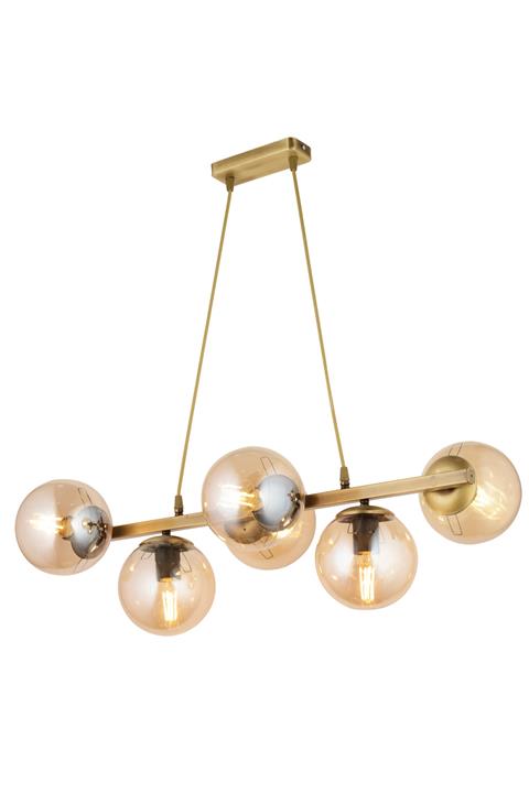 RONİSU AYDINLATMA Violet 6 Lı Sıralı Eskitme-bal Cam Avize