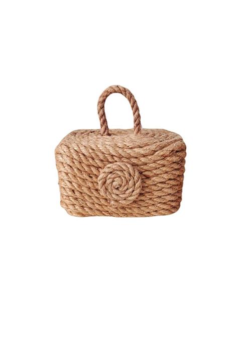 naque Dekoratif Dörtgen Beton Kapı Stoperi Halat Jüt Ip 970 Gr.