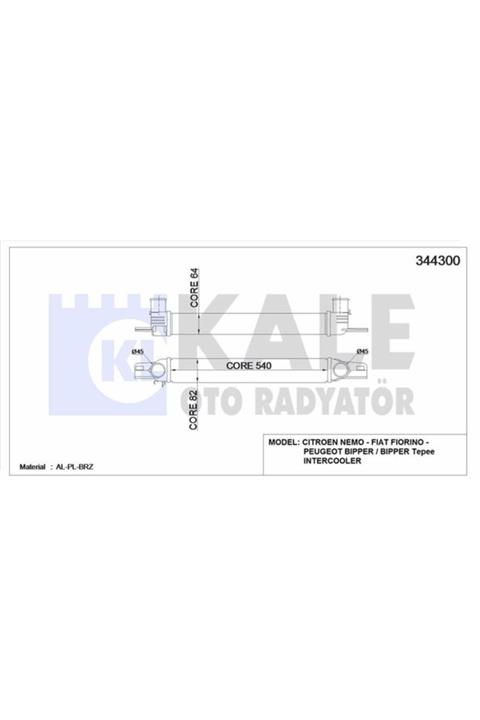 ÖZGÜÇYEDEK Turbo Intercoller Radyatoru Nemo Bıpper Fıorıno 1,3jtd Bıpper Nemo 1,4hdı Olcu: