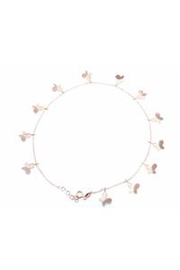 Nas Silver Kadın Rose  925 Ayar Gümüş 12 Kelebekli Halhal Bileklik