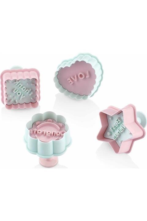 MiniHome Pada Yazı Figürlü Hamur Kesici 4'lü