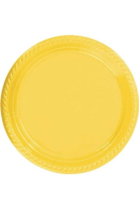 EvimShopping Parti Aksesuar Sarı Plastik Tabak 22 cm 25li