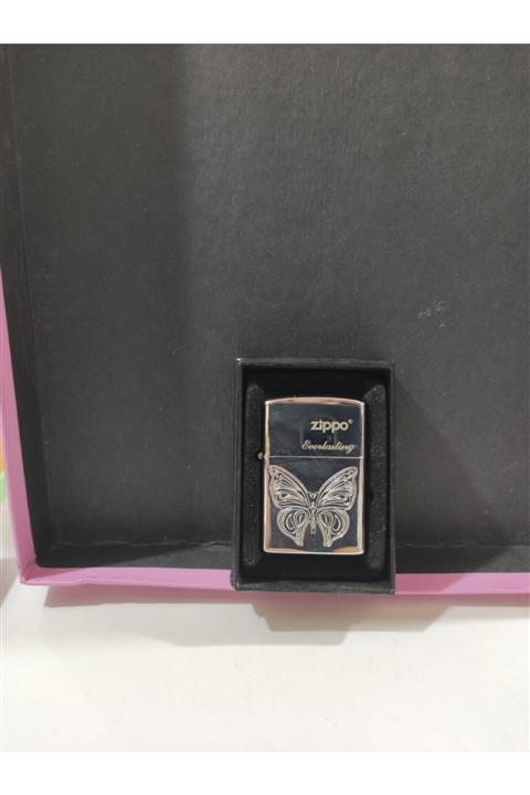cico accessory Zippo Kelebek Işlemeli Gümüş Kaplama Çakmak