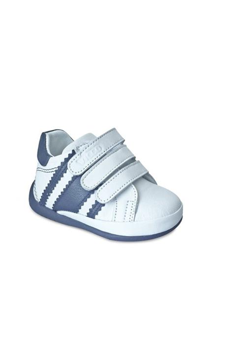 Vicco Erkek Bebek Beyaz Lacivert Deri İlk Adım Ayakkabısı