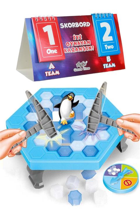 Gökkuşağı Skorbord Hediyeli Buz Tuzağı Penguen Düşürmeli Buz Kırma Zeka Ve Strateji Oyunu