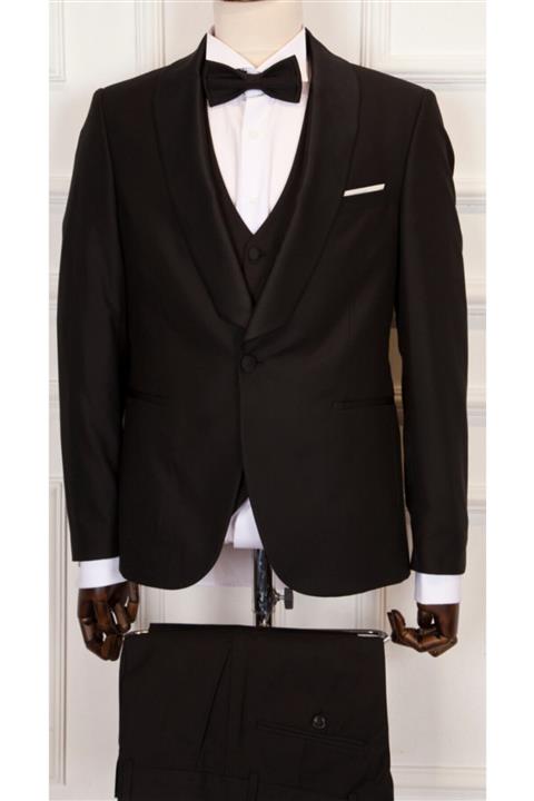 EL FARO Slim Fit Yelekli Smokin Takım Elbise