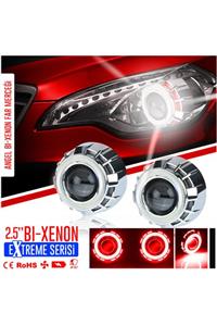 C9 Kırmızı Çift Angel Yuvarlak Bi-xenon Extreme Serisi Far Merceği 2.5\