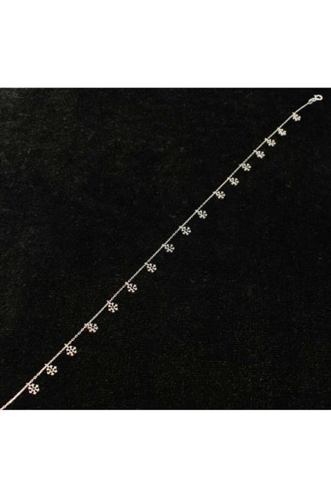 Nas Silver Kadın 925 Ayar Gümüş Siyah Taş Kar Tanesi Halhal