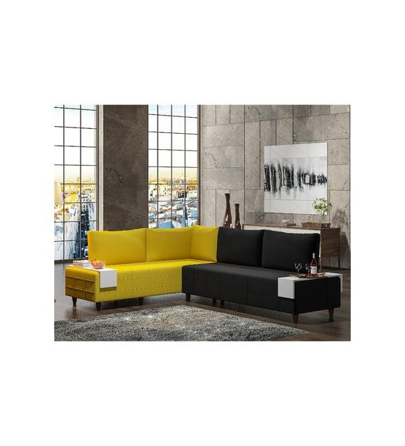 Homedora Issac Köşe Koltuk Takımı Sarı - Siyah