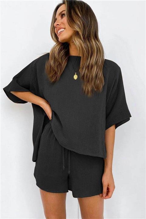 Modabavul Salaş Siyah Şort T-shirt Takım