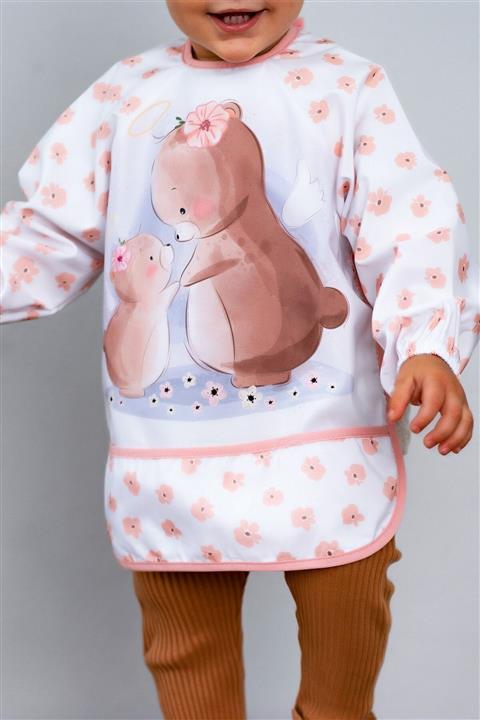 dubi baby Anne Ve Bebek Ayı Uzun Kollu Giyilebilir Bebek Mama Önlüğü