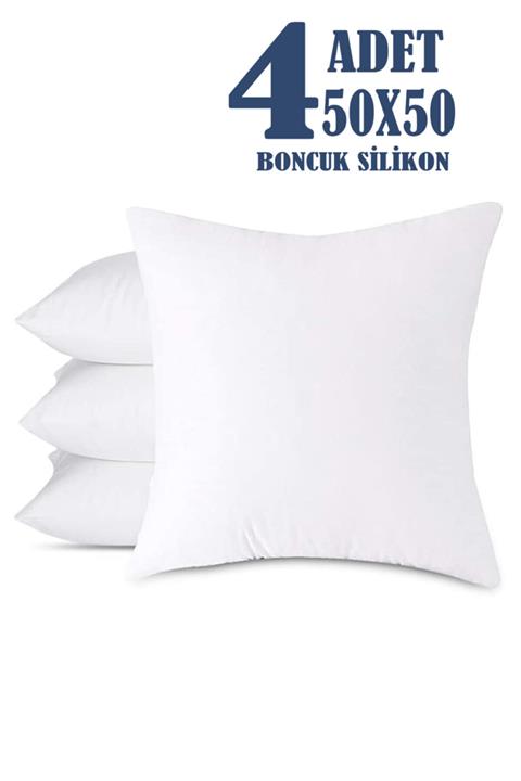 esdeko 4 Adet Kırlent Kılıf Iç Yastığı 50x50 Ebat 550gr Boncuk Silikon Birinci Kalite