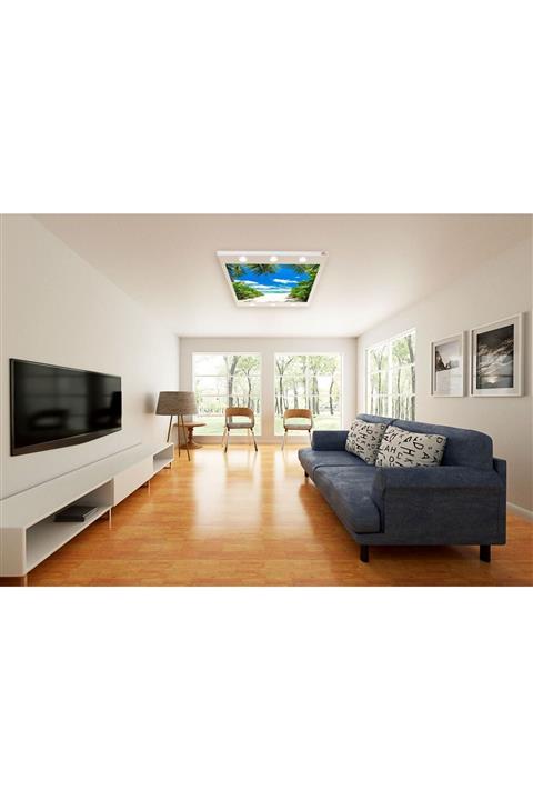 HayalPenceresi Okyanus Ve Bulutlar Gergi Avize 140x100 Hayal Penceresi Hazır Gergi Tavan