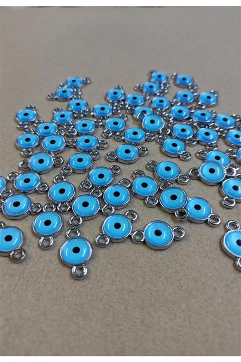 platin hediyelik 10 Adet Açık Mavi Nazar Boncuğu Bileklik Aparatı Ucu Malzemesi