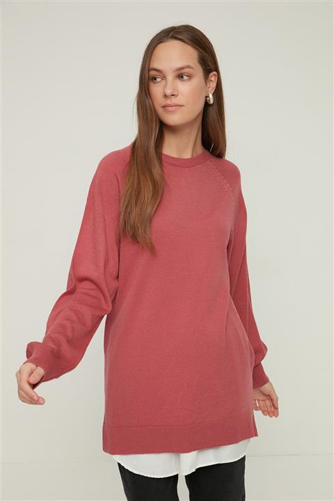 Trendyol Modest Gül Kurusu- Antrasit 2'li Paket Bisiklet Yaka Triko Kazak TCTAW22AK0105