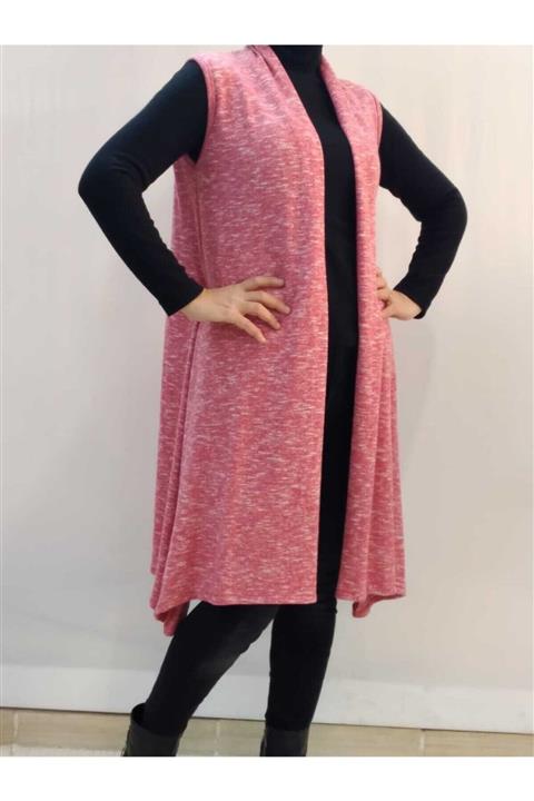 Mertcan Butik Kadın Pembe Salaş Model Triko Yelek