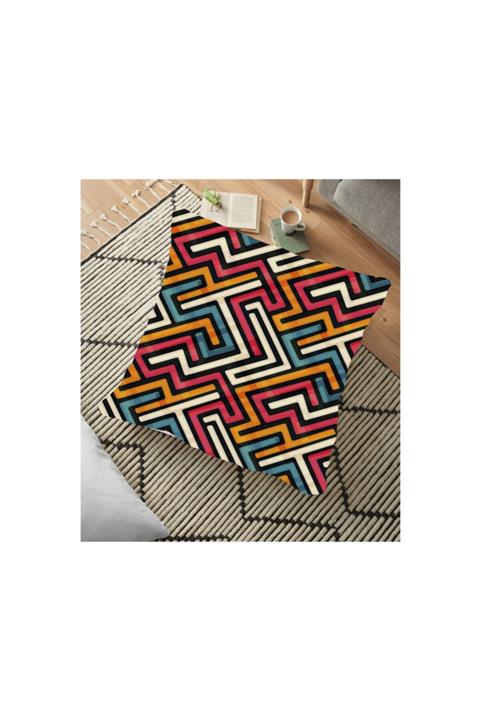 ÖZ TEKSTİL Çift Tarafı Dijital Baskılı Yer Minder Kılıfı 60x60