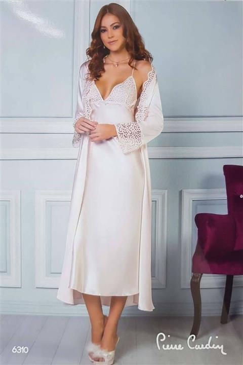 Pierre Cardin Dantelli Düğmeli Saten Altılı Gecelik Sabahlık Çeyiz Seti