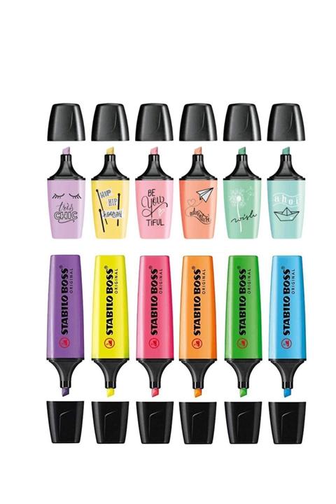 Stabilo 12'li Fosforlu Kalem Seti 6 Mini Pastel 6 Canlı Renk