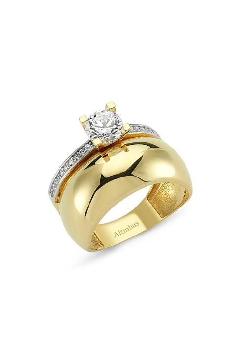 Altınbaş Kadın Altın Tektaş Yüzük YZUK0016-25407