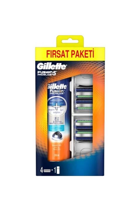 Gillette Fusion Proglide 4'lü Bıçak + Fusion Proglide Jel 200 ml