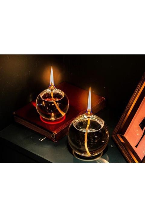 Saksı Suluğu Küre Cam Kandil 2'li Set  Kandil Yağı