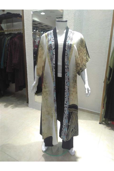 D'She Kadın Etnik Desenli Uzun Pamuklu Yelek