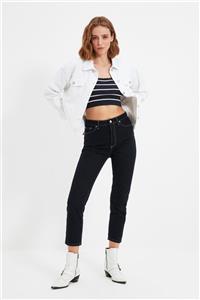 TRENDYOLMİLLA Lacivert Dikiş Detaylı Yüksek Bel Mom Jeans TWOAW22JE0769