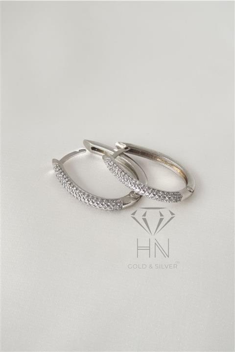 HN Gold & Silver Co. Zirkon Taşlı Halkalı Küpe - Gümüş