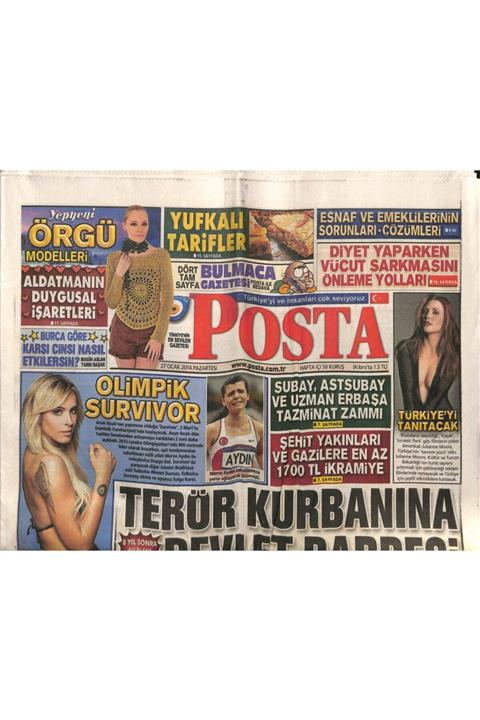 Gökçe Koleksiyon Posta Gazetesi 27 Ocak 2014 - Şehit Yakınları Ve Gazilere En Az 1700 Tl Ikramiye