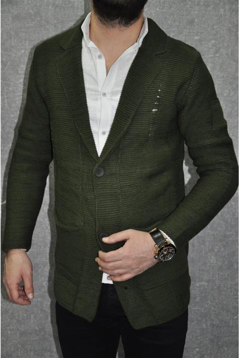 ruff Zengin Giyim Haki Düğmeli Yırtık Hırka