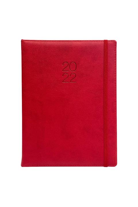 KILAVUZ REKLAM Termo Deri Gizli Spiralli Günlük 2022 Ajanda Kırmızı