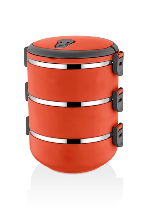 MOBGİFT Yeni Renk Turuncu 3 Katlı Sızdırmaz Yemek Termosu Sefer Tası