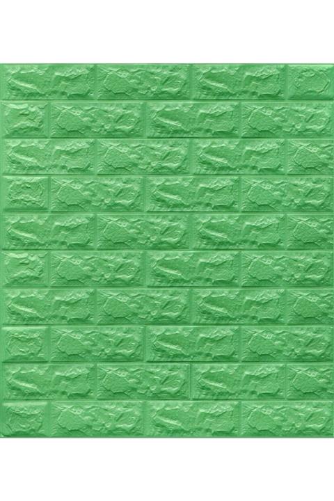 Renkli Duvarlar Kendinden Yapışkanlı Sünger Yeşil Tuğla Duvar Paneli 70x77 Cm 6 Adet